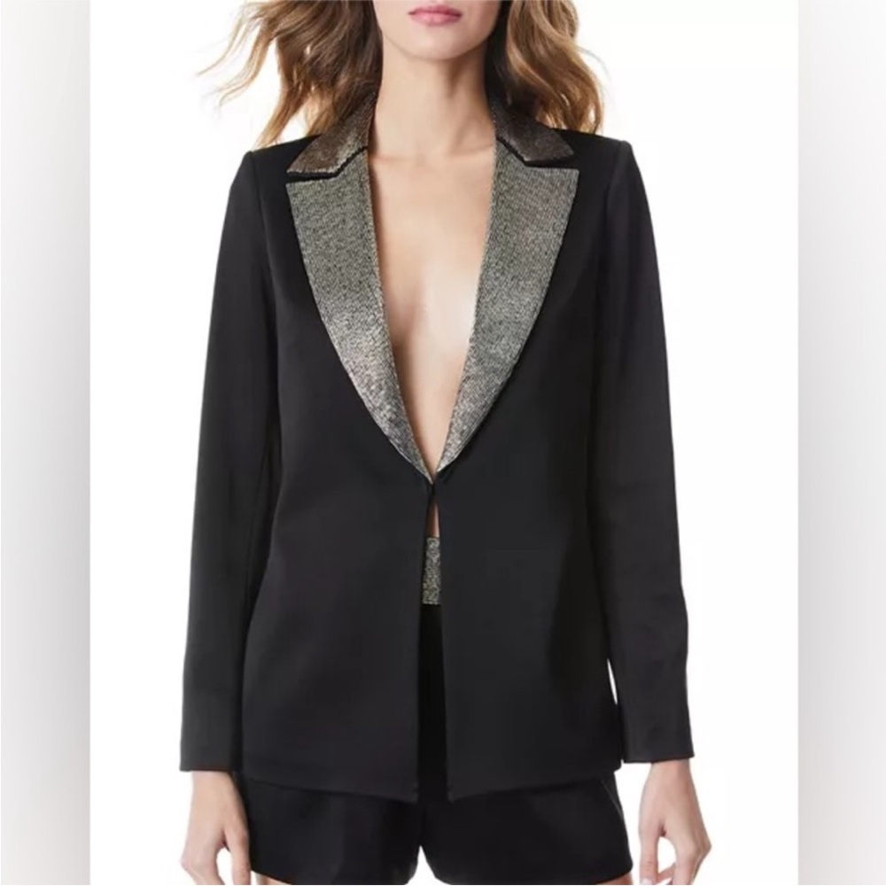 Alice + Olivia Black Blazer with Silver Lapel - NWT